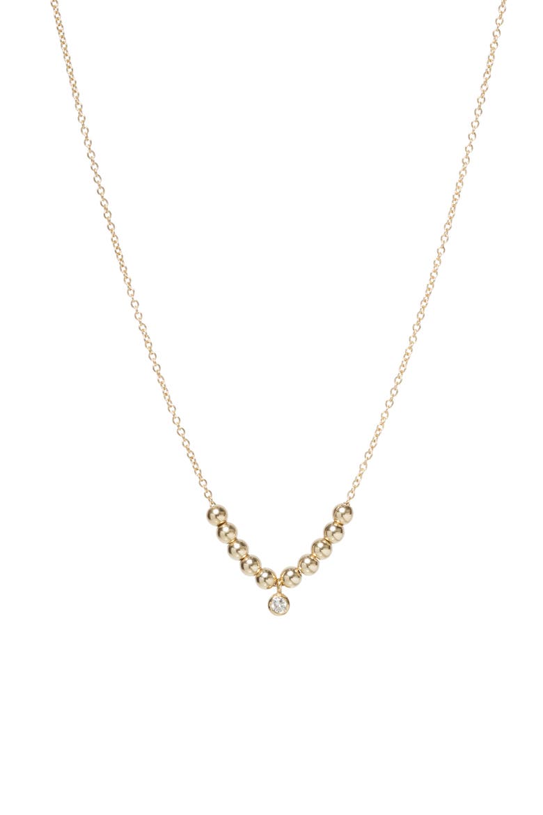 Diamond Charm Beaded Necklace, Main, color, YELLOW GOLD