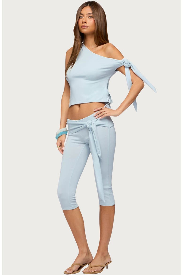 Adara Tied One Shoulder Top, Alternate, color, LIGHT-BLUE
