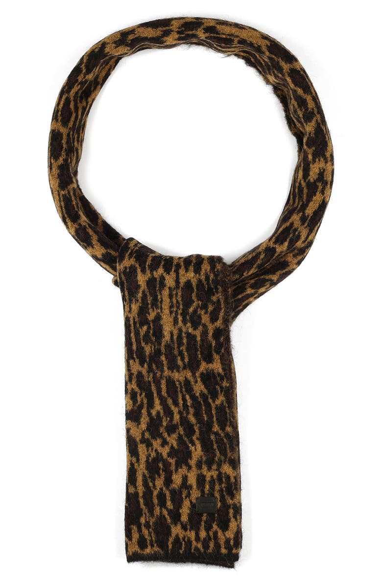 AllSaints Leopard Brushed Jacquard Knit Scarf, Alternate, color, 