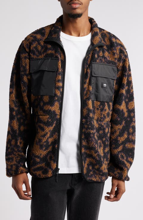 Debrusk Loose Fit Leopard Print Fleece Jacket
