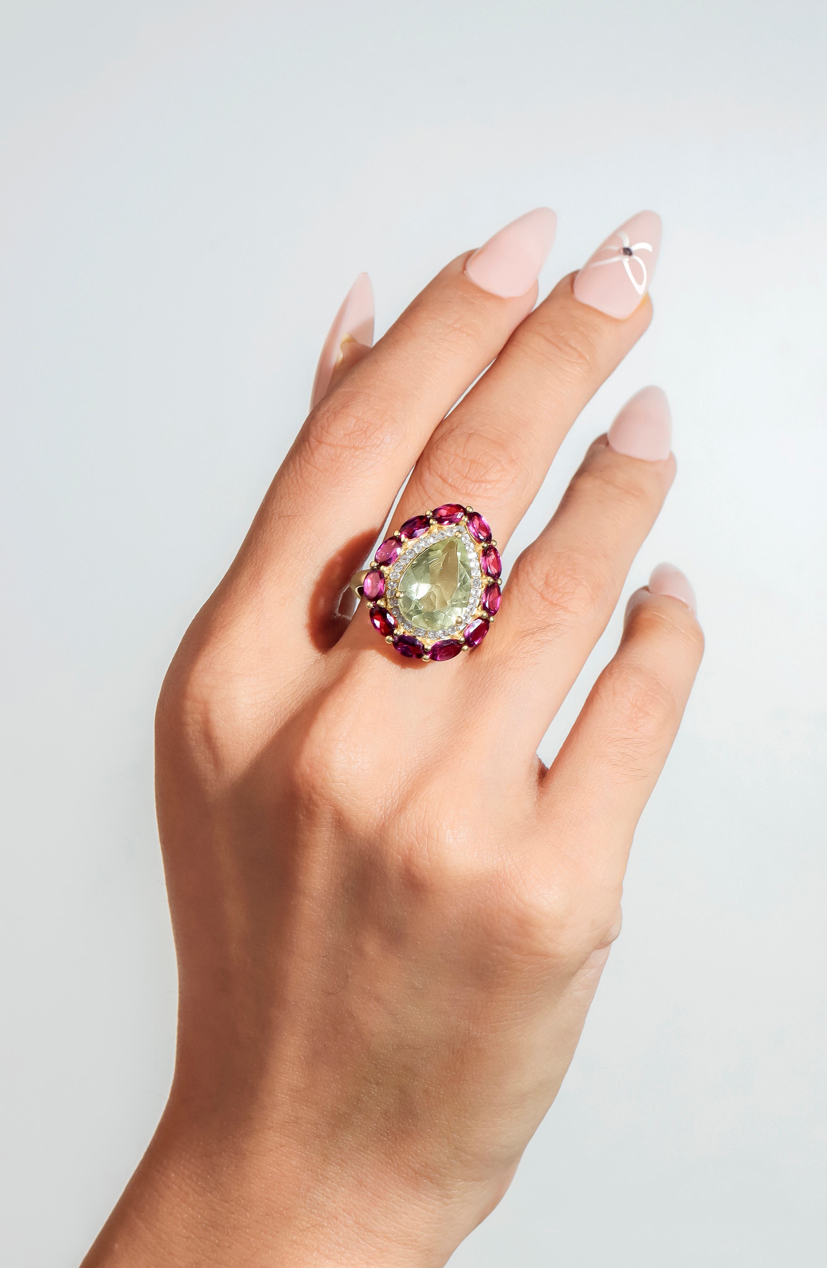 YS GEMS Green Amethyst & Lab Created Ruby Statement Ring (Women ...