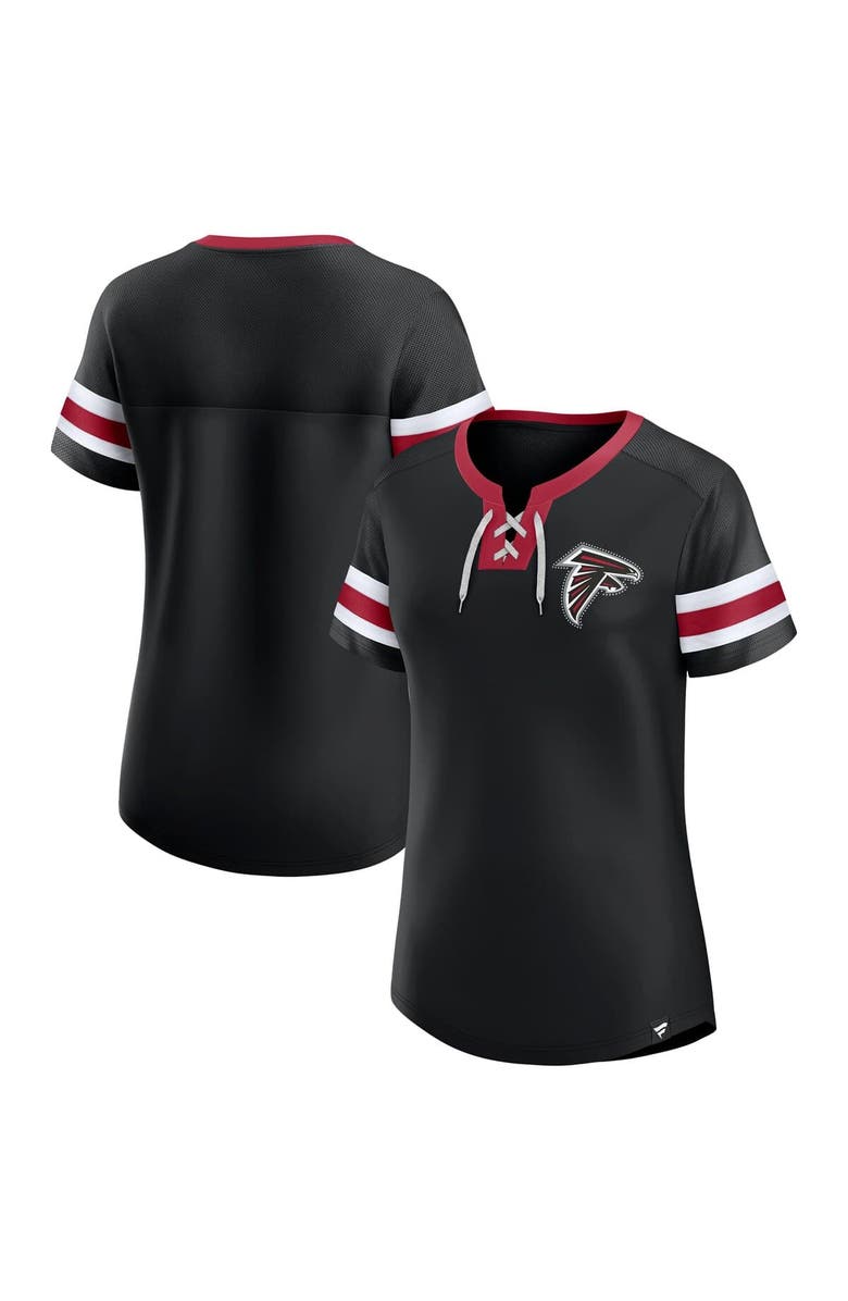 FANATICS Women's Fanatics  Black Atlanta Falcons Lace-Up Bling T-Shirt, Alternate, color, Black