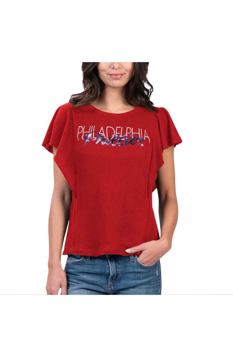 G-III 4HER BY CARL BANKS Women's G-III 4Her by Carl Banks Red Philadelphia Phillies Crowd Wave T-Shirt, Main, color,