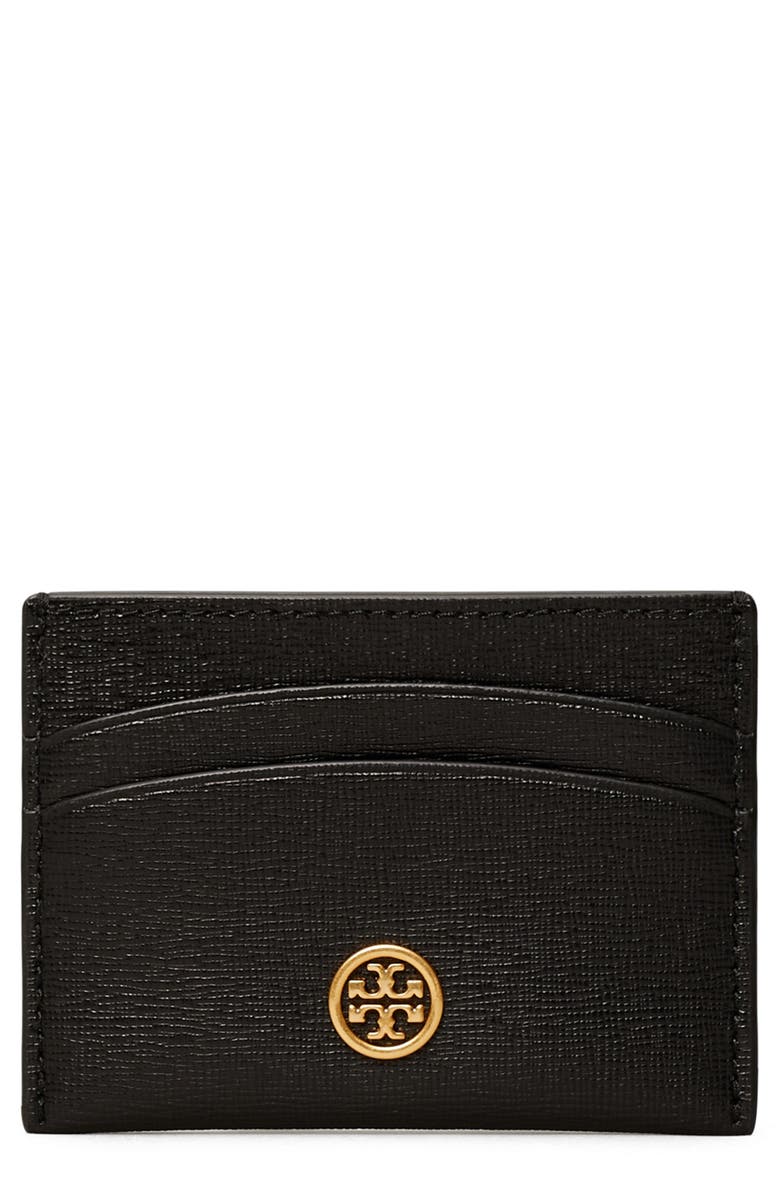 Tory Burch Robinson Leather Card Case, Main, color,