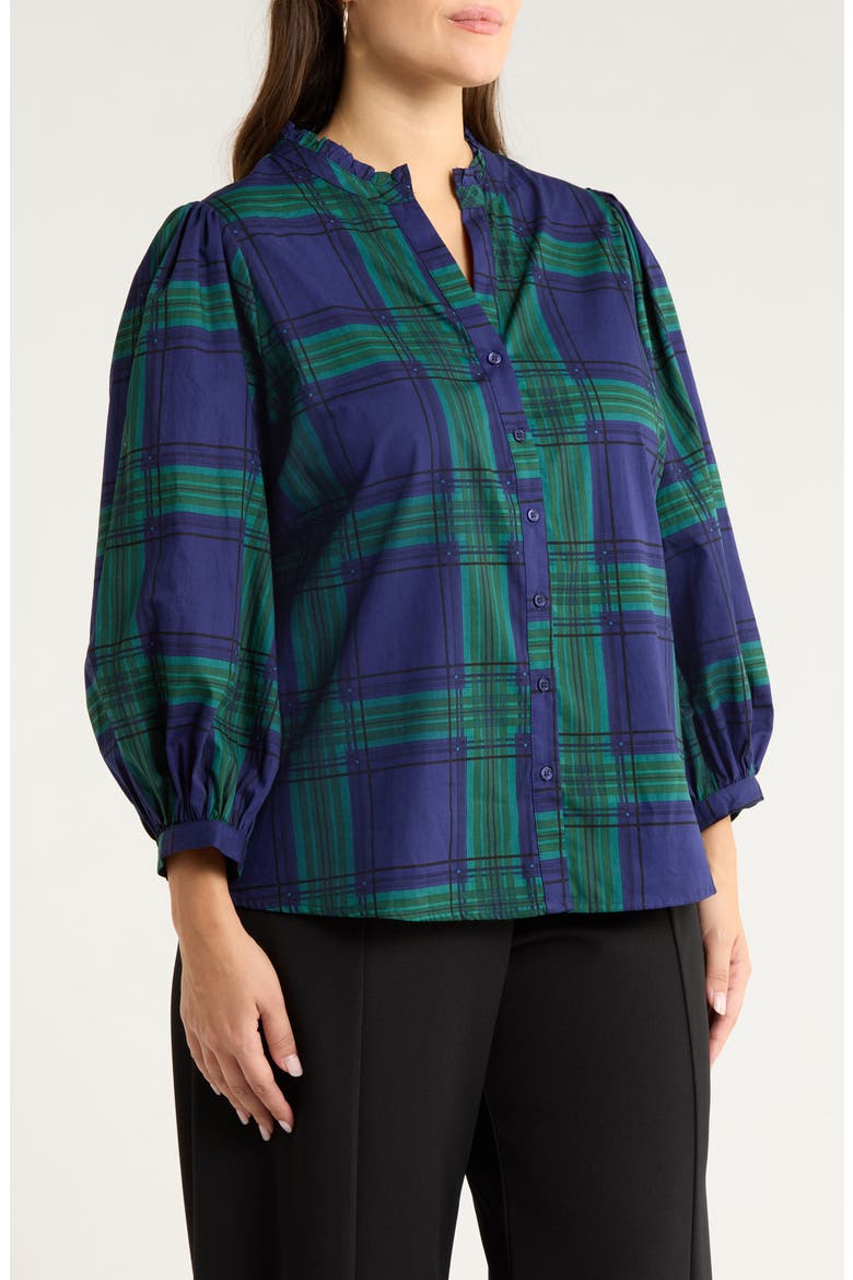Ima Harrisville Plaid Button-Up Cotton Shirt, Alternate, color, NAVY-GREEN