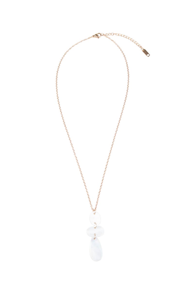 Mother-of-Pearl Round, Oblong & Raindrop Pendant Necklace, Alternate, color, White