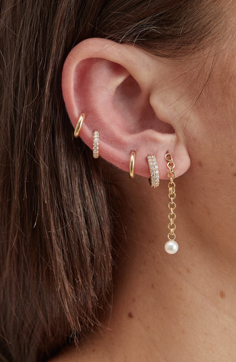 Spinelli Kilcollin Mini Micro Pavé Diamond Hoop Earring, Alternate, color,