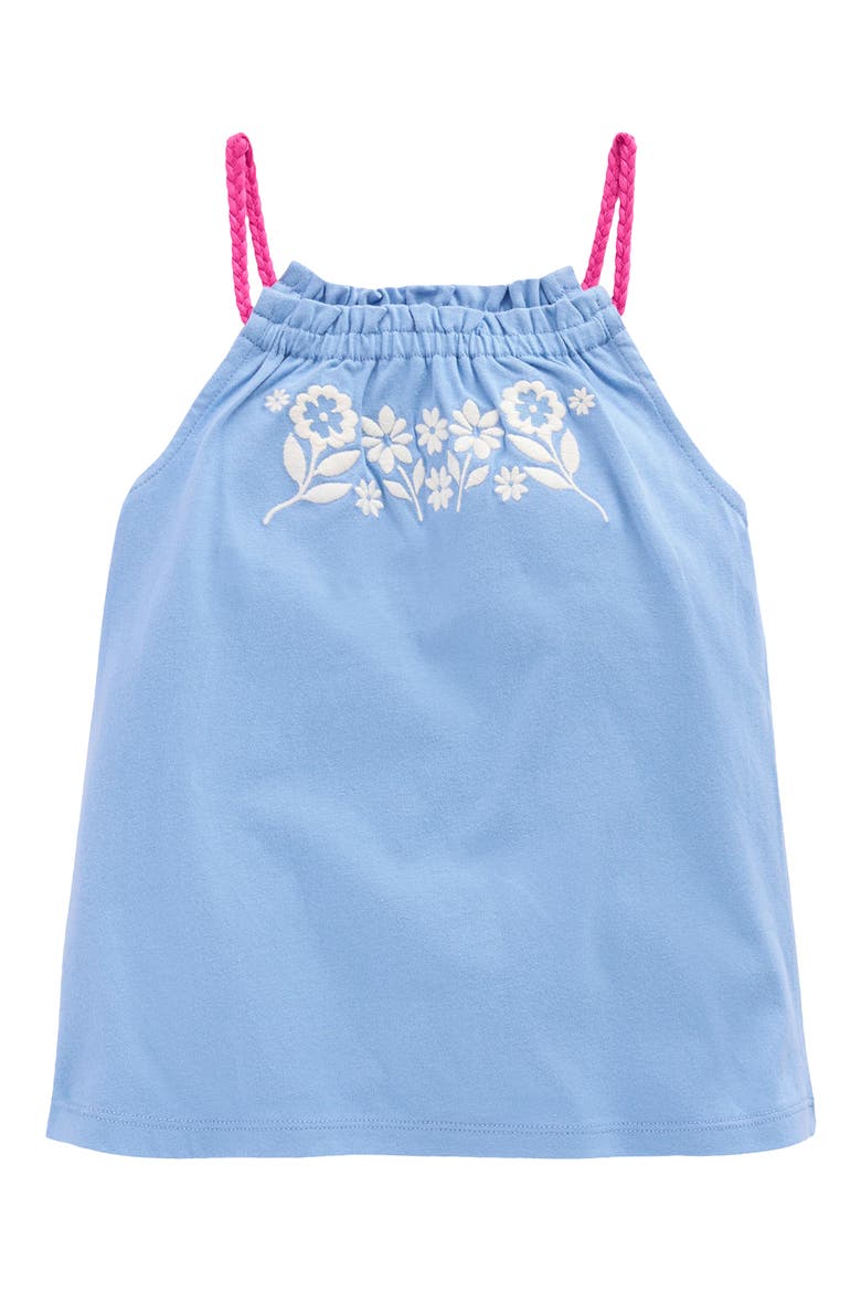 Kids' Floral Embroidered Knit Tank, Main, color, FORGET ME NOT BLUE