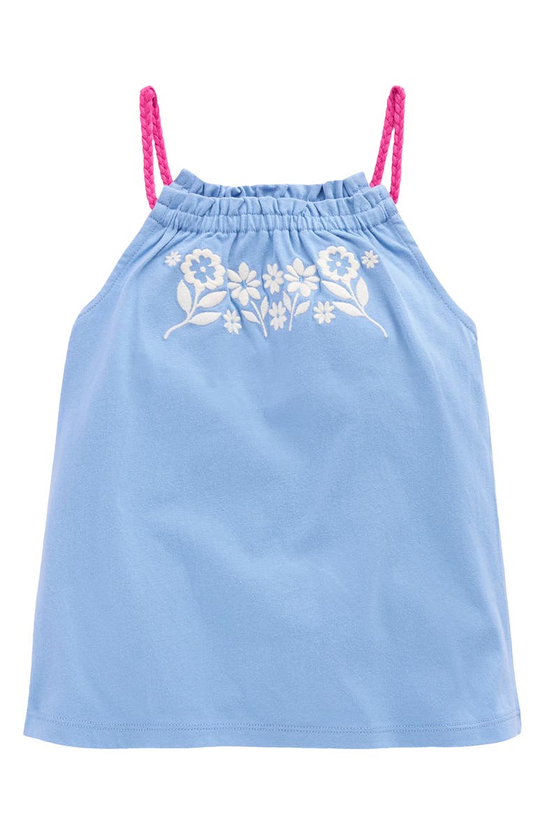 Mini Boden Kids' Floral Embroidered Knit Tank, Main, color, Forget Me Not Blue
