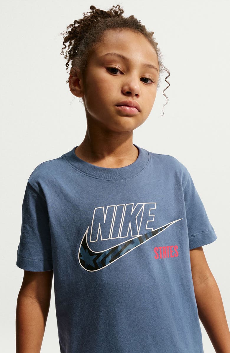 Nike Kids' USA Futura Logo Cotton Graphic T-Shirt, Alternate, color, Diffused Blue