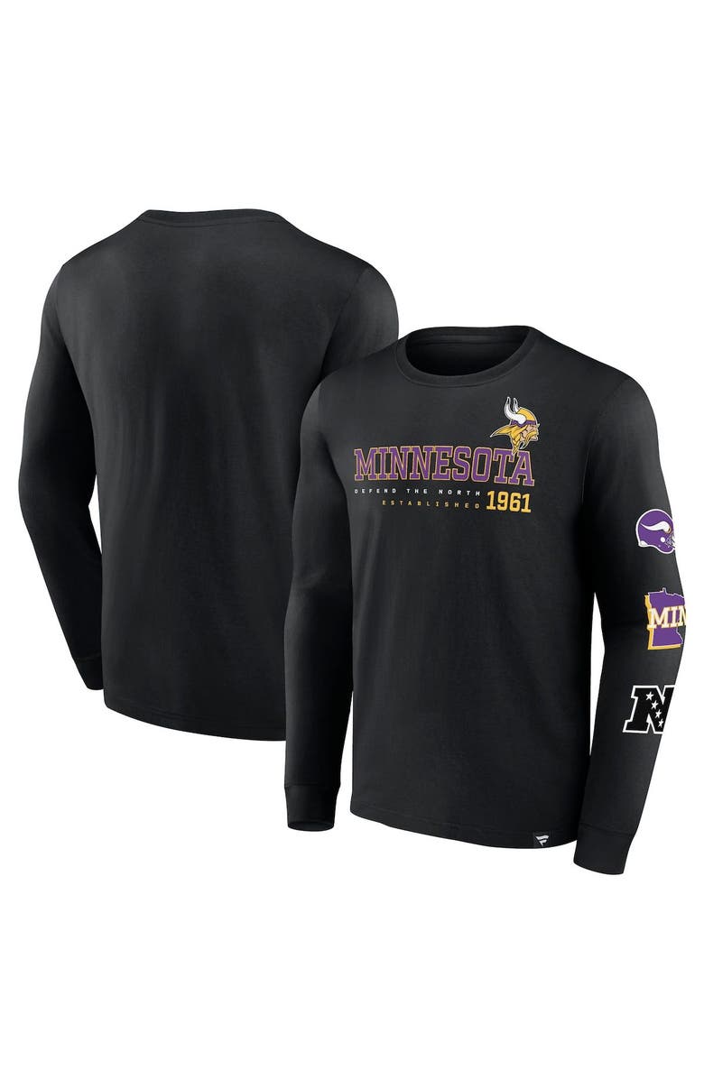 FANATICS Men's Fanatics Branded Black Minnesota Vikings High Whip Pitcher Long Sleeve T-Shirt, Main, color, 
