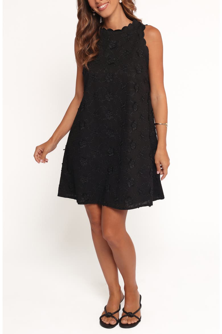 kellers mini dress black floral Keller Floral Embroidered Sleeveless Trapeze Dress (Women)