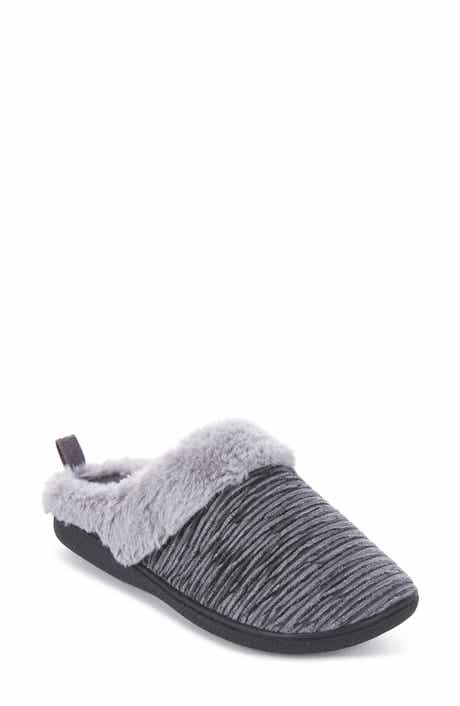 FLOOPI Faux Fur Trim Velour Clog Slipper