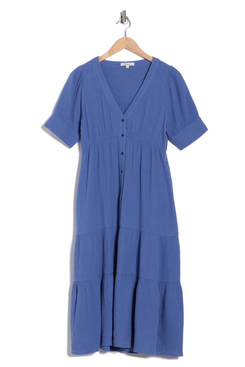 Lightspun Tiered Button Front Midi Dress, Alternate, color, WATERFALL