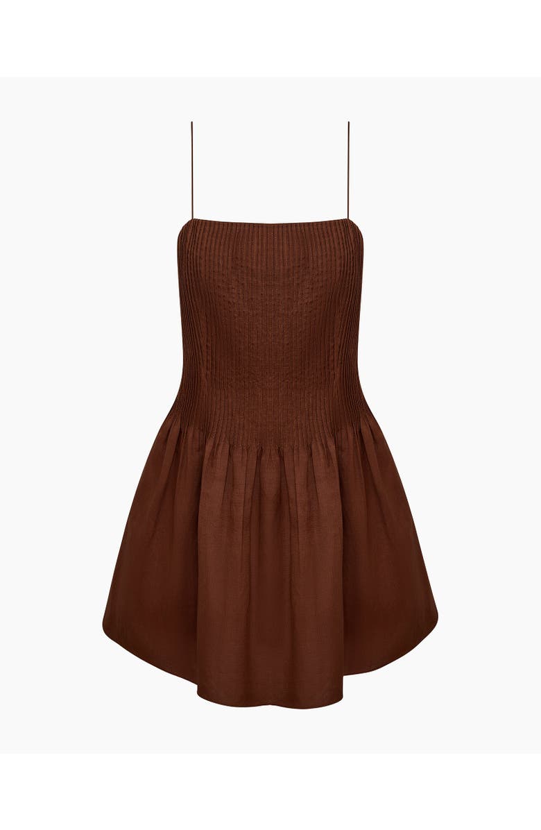 Onia Dropped Waist Pintuck Dress, Alternate, color, Brown