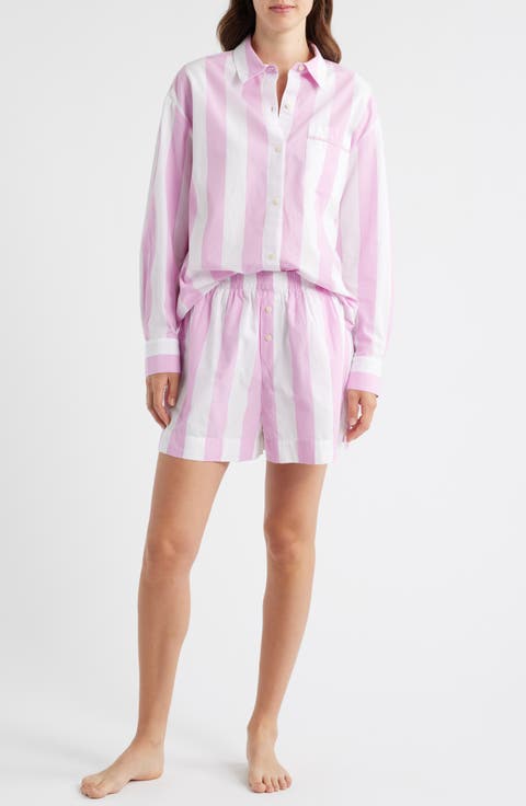 Oversize Stripe Cotton Short Pajamas