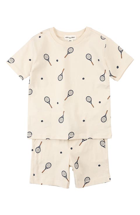 Tennis Print Organic Cotton Jersey T-Shirt & Shorts Set (Baby)
