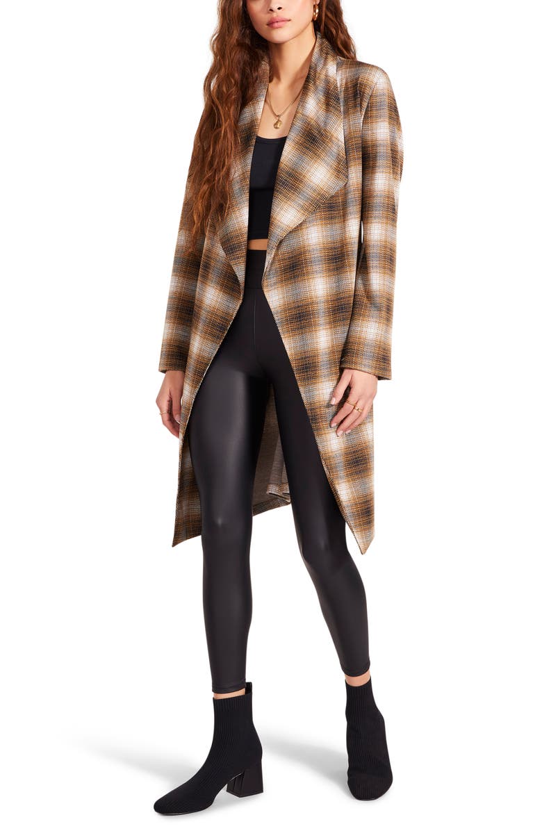 BB Dakota by Steve Madden Check Out Open Front Coat, Main, color,