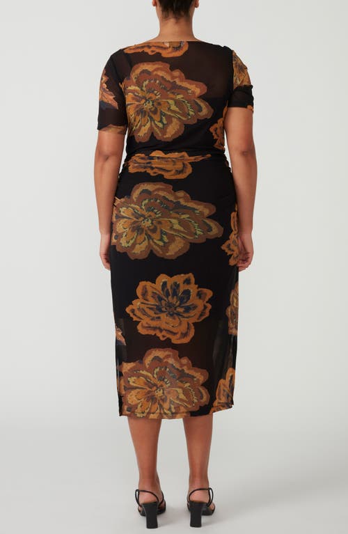 Estelle Glow Horizon Midi Dress In Brown Print