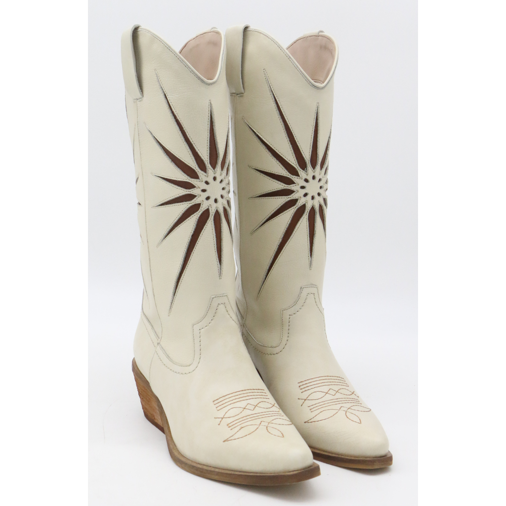 Stivali New York Moonrise Western Cowboy Boots In Off White