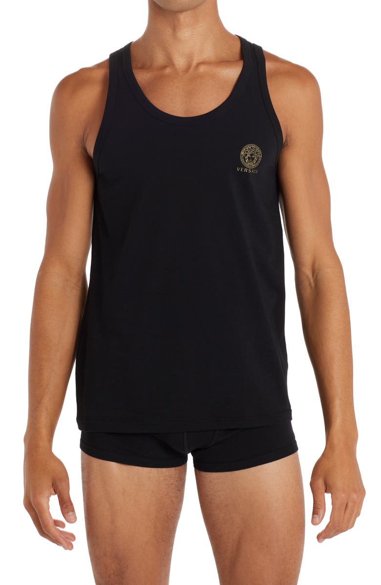Versace Medusa Head Logo Tank, Main, color, Black