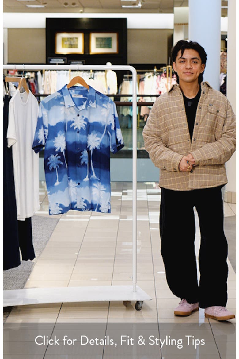 Bahama Coast Showers Palm Tree Print Performance Camp Shirt video