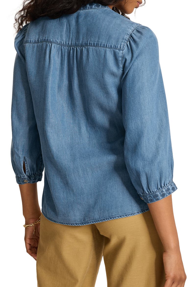 Chambray O'Lei Embroidered Top, Alternate, color, MED INDIGO WASH