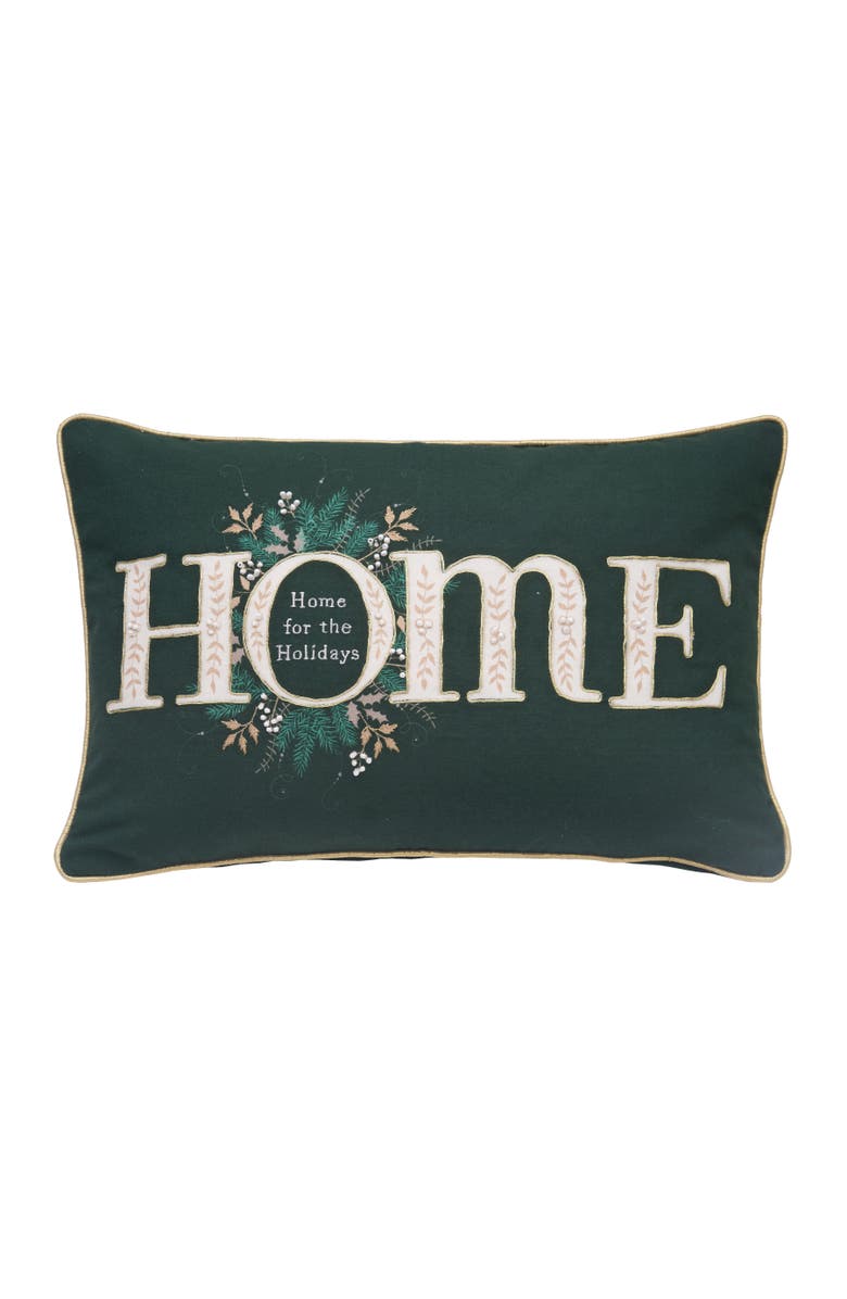 C&F Home Emerald Home Christmas Throw Pillow, 14" x 22", Main, color, Green