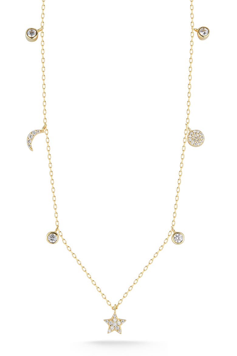 Sterling Silver Celestial Station Necklace, Main, color, GOLD