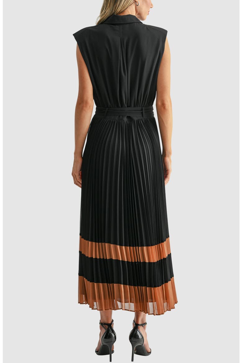 Pleated Cap Sleeve Button-Up Shirtdress, Alternate, color, BLACK CAMEL