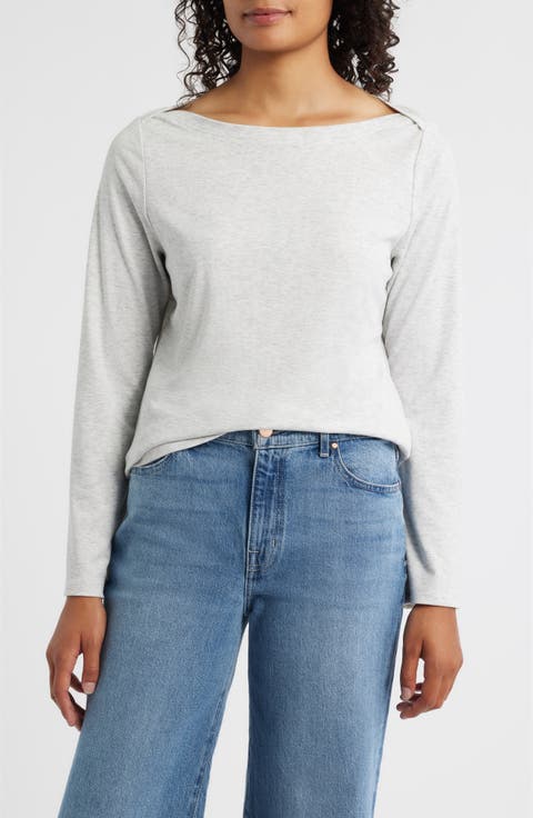 Boat Neck Long Bell Sleeve T-Shirt