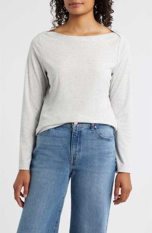 Wit & Wisdom Boat Neck Long Bell Sleeve T-shirt In Gray