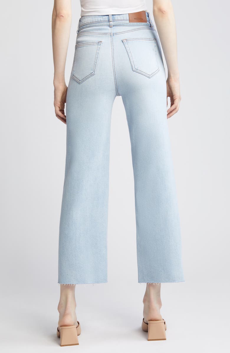 HIDDEN JEANS Belted High Waist Raw Hem Straight Leg Jeans, Alternate, color, 