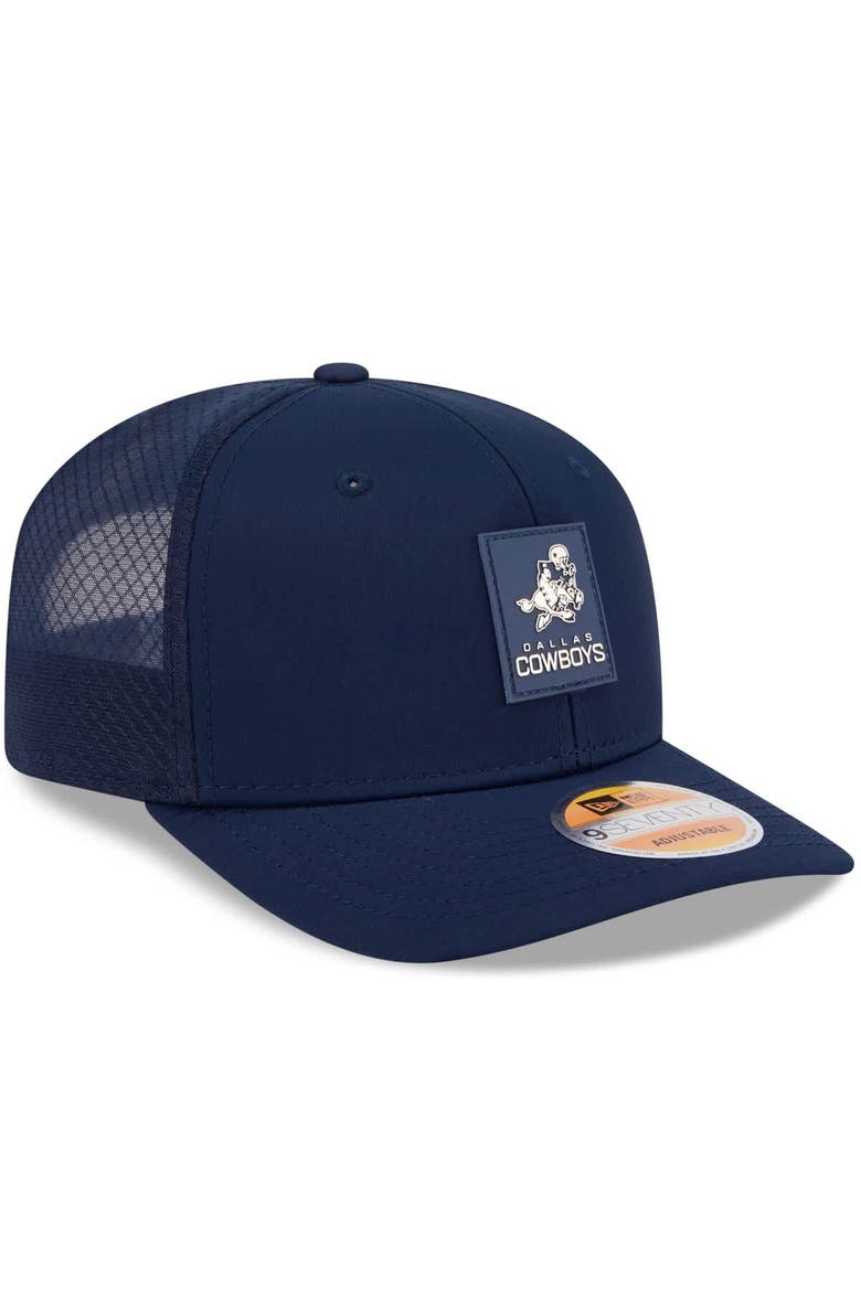 Men's New Era Navy Dallas Cowboys 2025 Sideline Throwback 9SEVENTY Trucker Adjustable Hat, Alternate, color, Navy