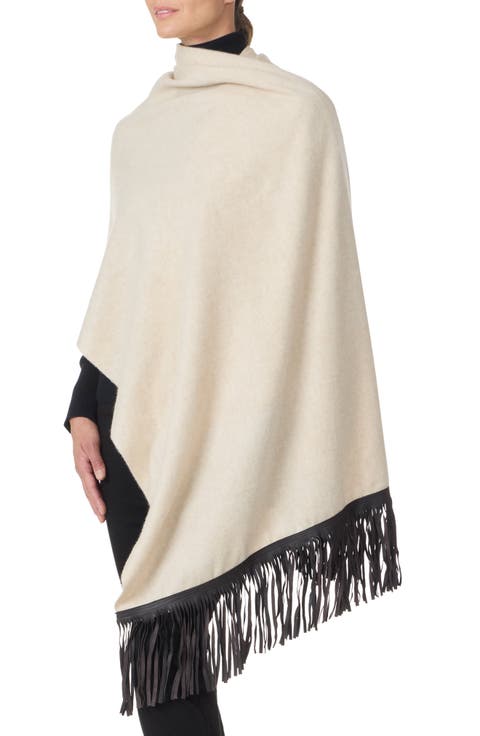 Leather Fringe Cashmere Wrap