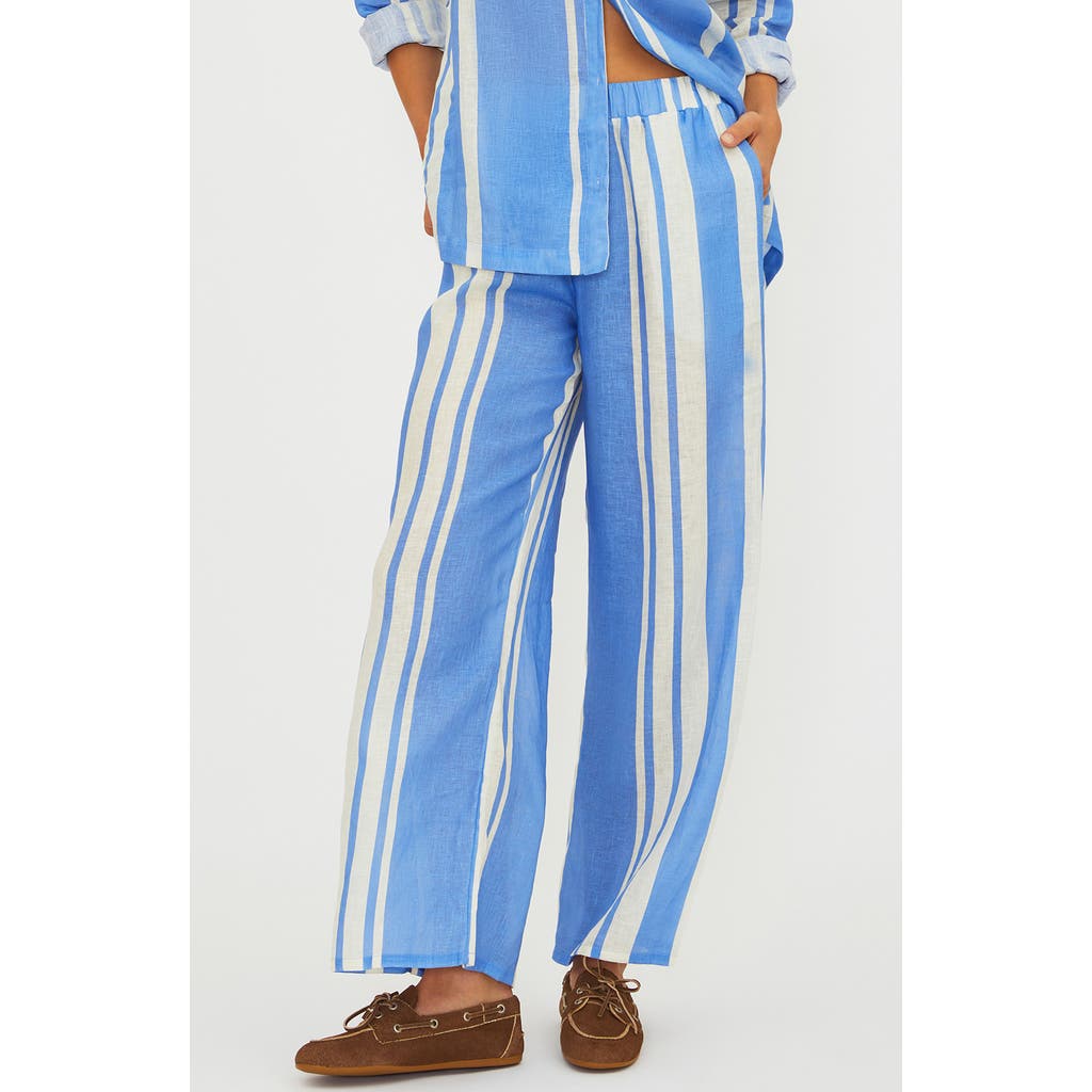 Beach Riot Audley Stripe Linen Cover-Up Pants in Harbor Stripe  product