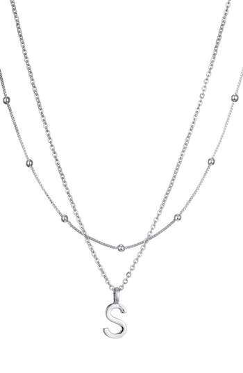 Adornia Initial Pendant Layered Chain Necklace In Silver
