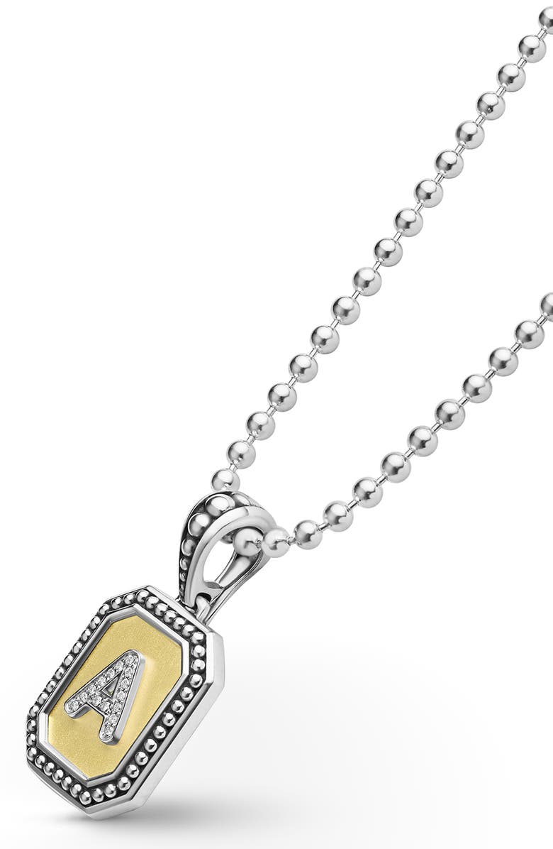 LAGOS Signature Caviar Diamond Initial Pendant Necklace, Alternate, color, Two-Tone A