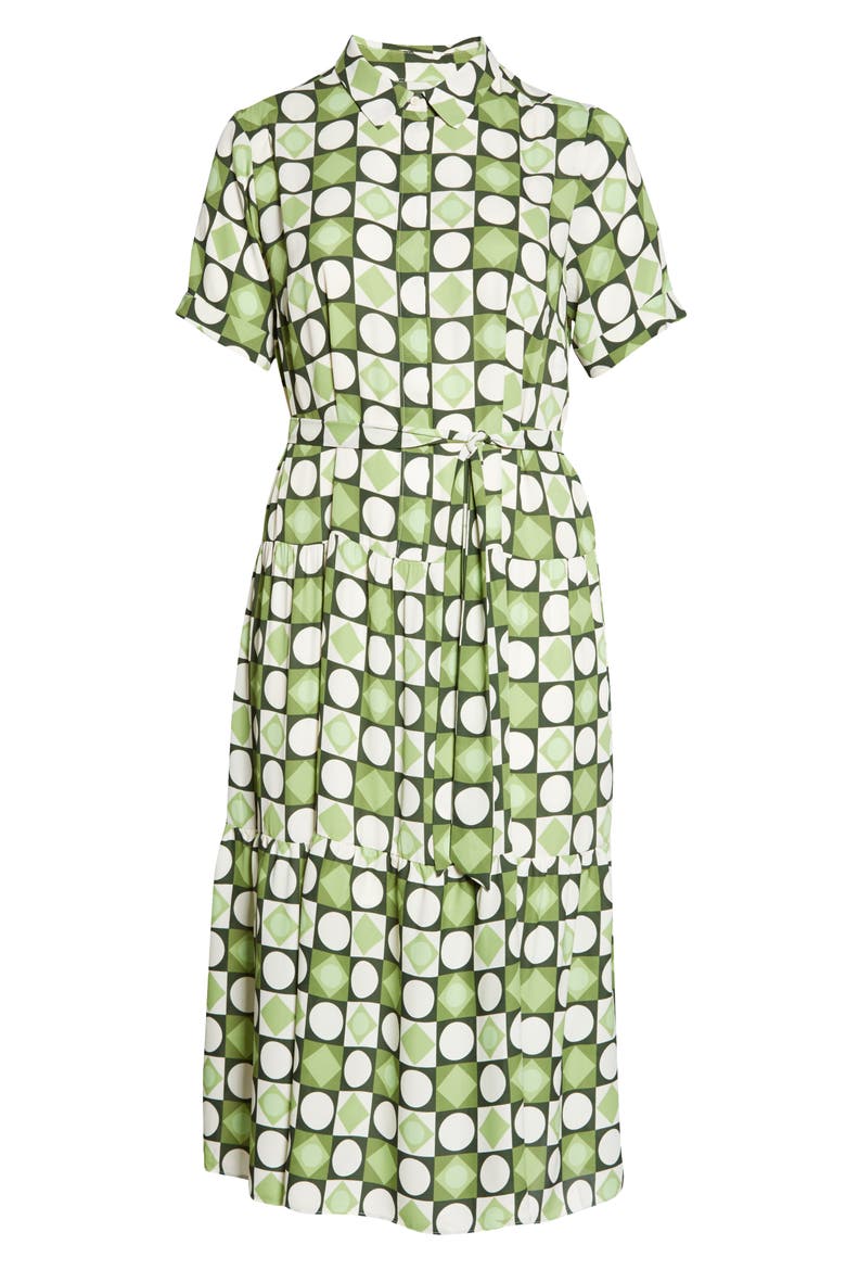 Tiered Shirtdress, Alternate, color, IVORY/ OLIVE