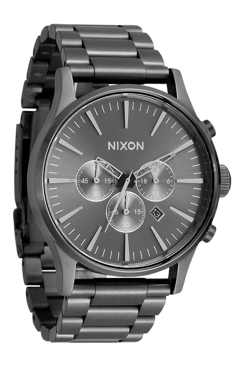 Sentry Chronograph Bracelet Watch, 42mm, Alternate, color, ALL GUNMETAL