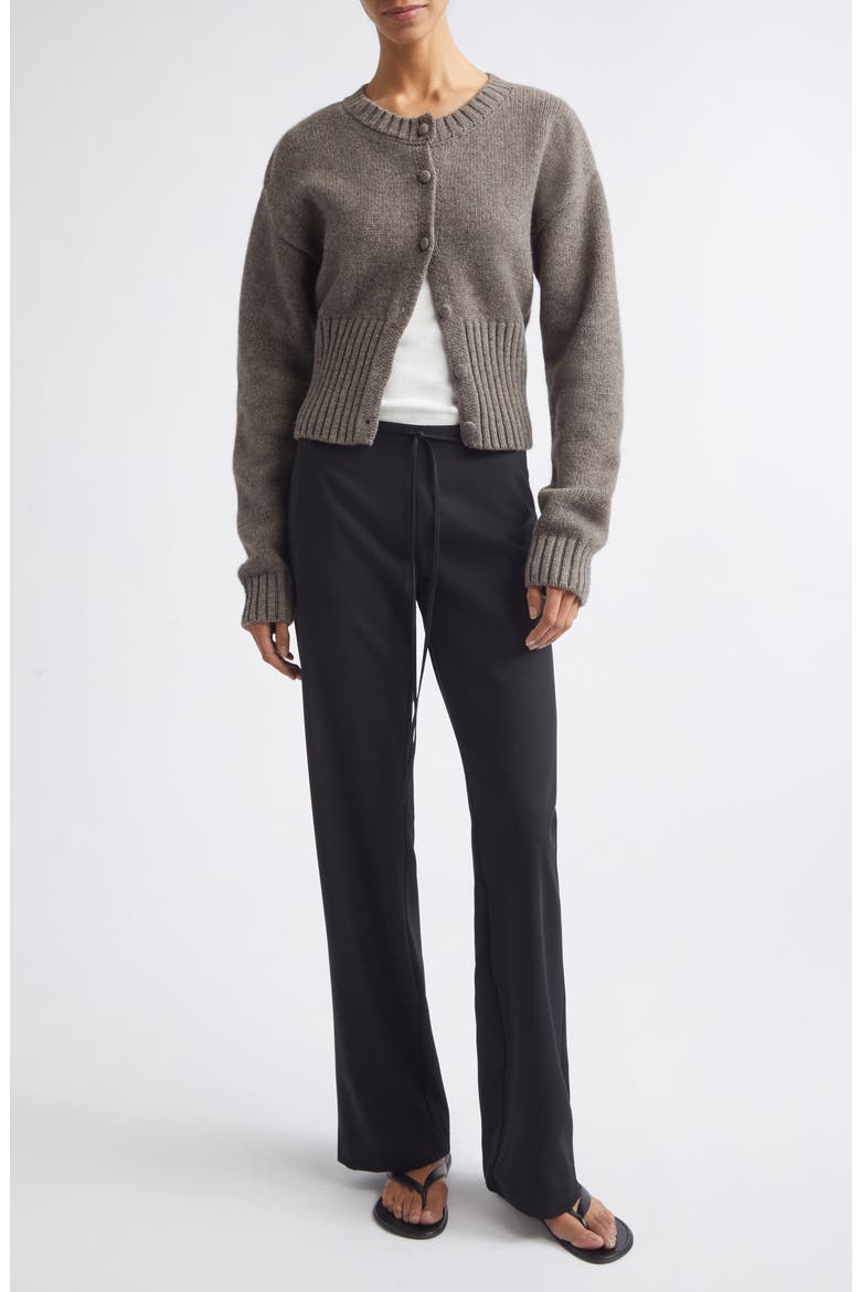 Wool Crewneck Cardigan, Alternate, color, TAUPE MELANGE