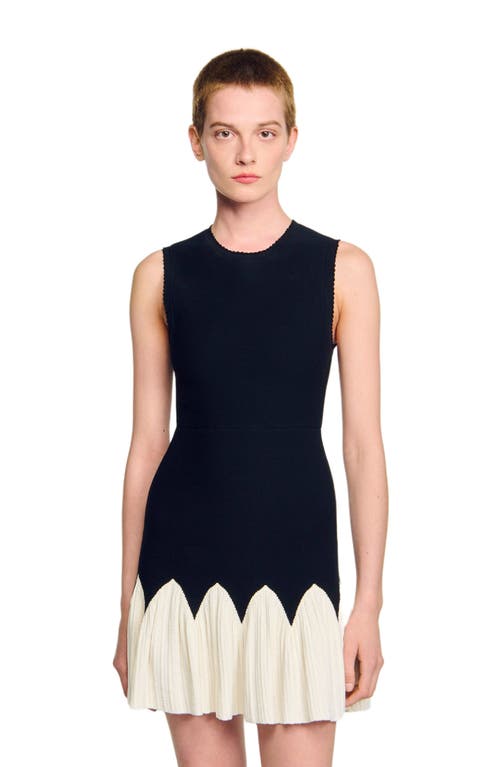 Sandro Two-tone Short Knit Dress In Multi