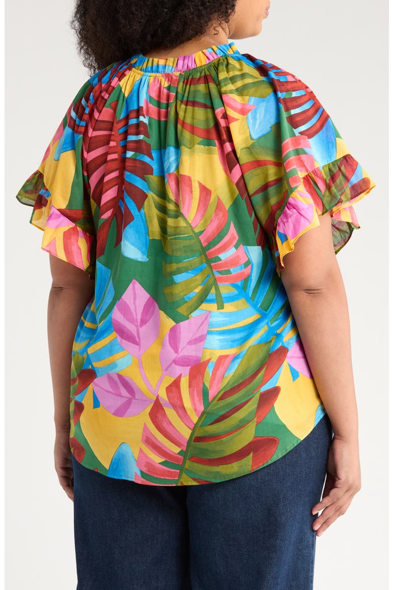 Novi Tropical Print Cotton Top, Alternate, color, KELLY GREEN