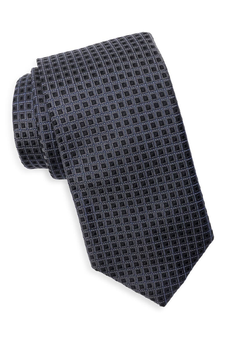Stailey Neat Stretch SilkJacquard Tie, Main, color, BLACK