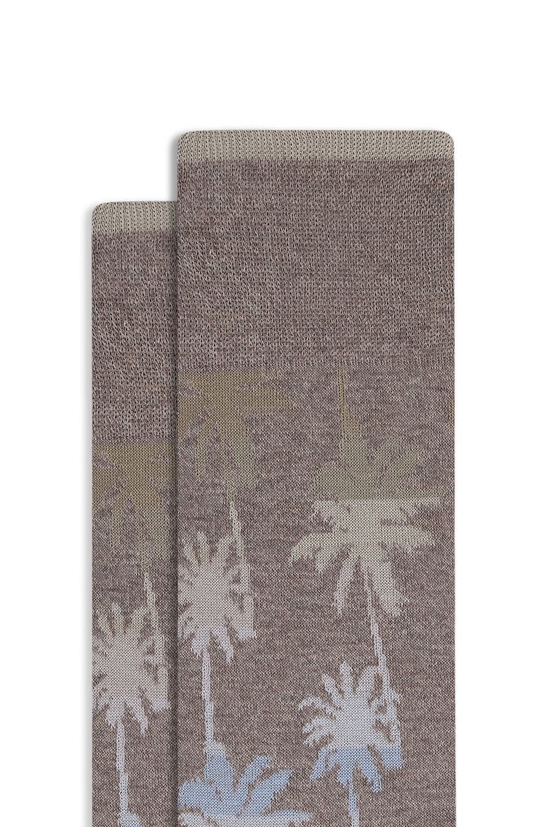 Palm Tree Pattern Mercerized Cotton Blend Dress Socks, Alternate, color, SAND
