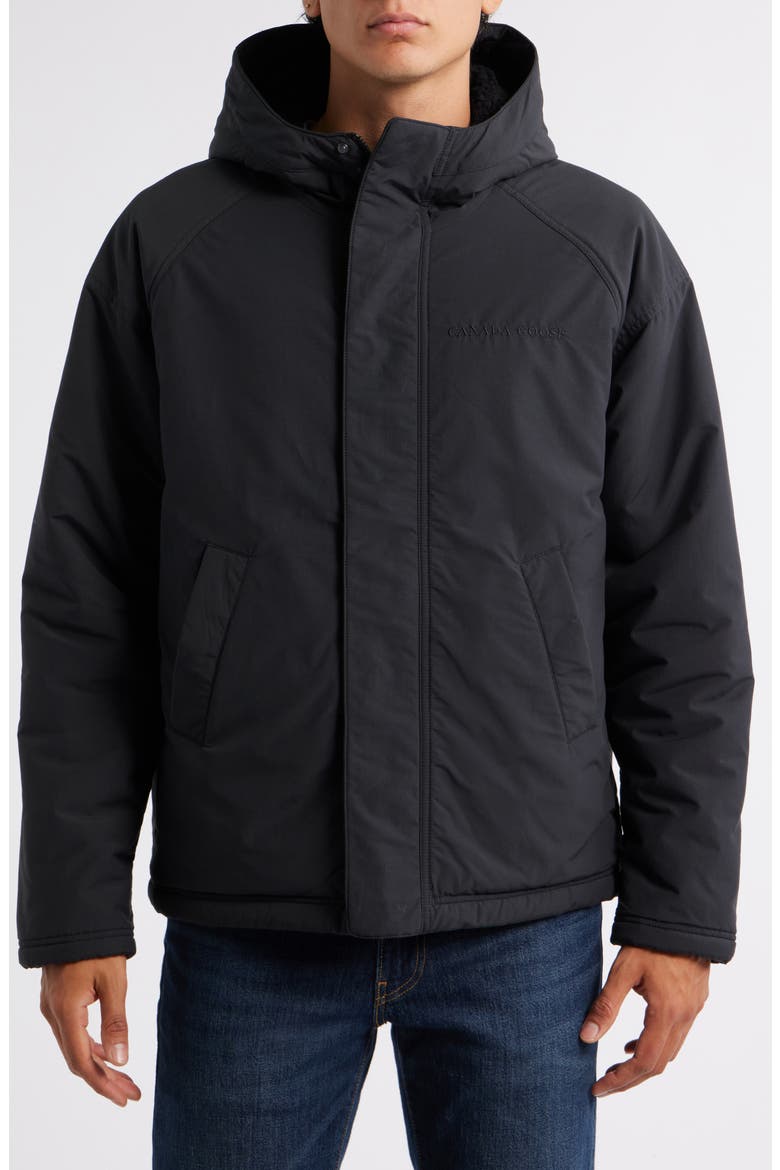 Alberni Reversible High Pile Fleece Bomber Jacket, Alternate, color, BLACK/ BLACK