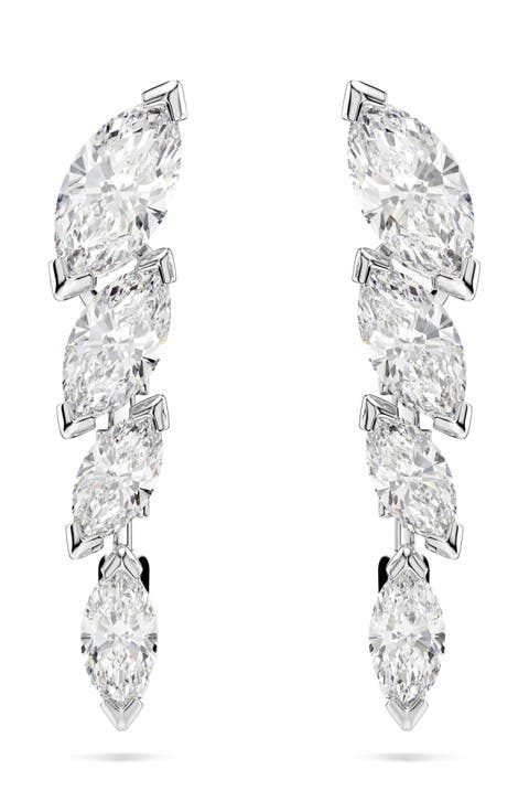 Mesmera Rhodium Plated Swarovski Zirconia Drop Earrings