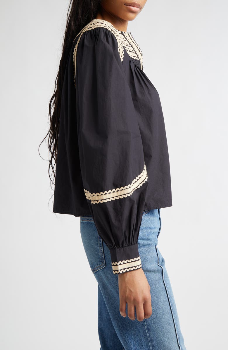 Ulla Johnson Laurenza Long Sleeve Top, Alternate, color, Noir