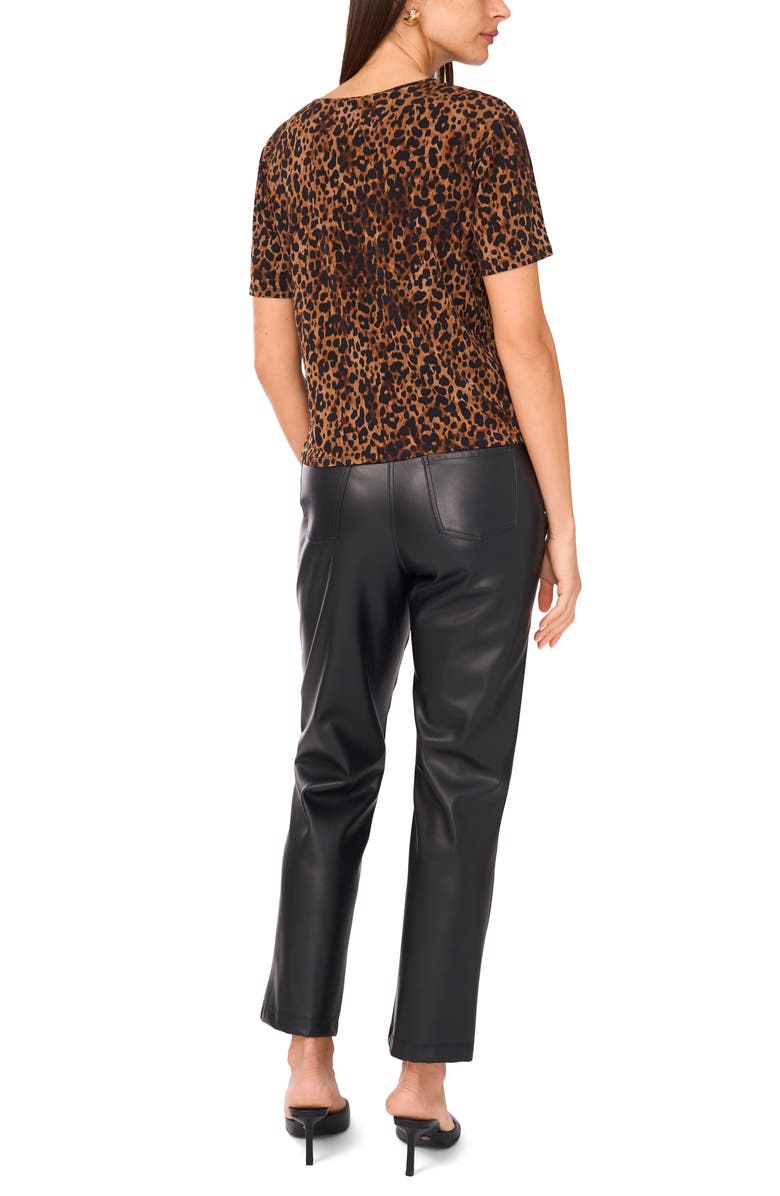 Vince Camuto Leopard Print Short Sleeve Top, Alternate, color, 