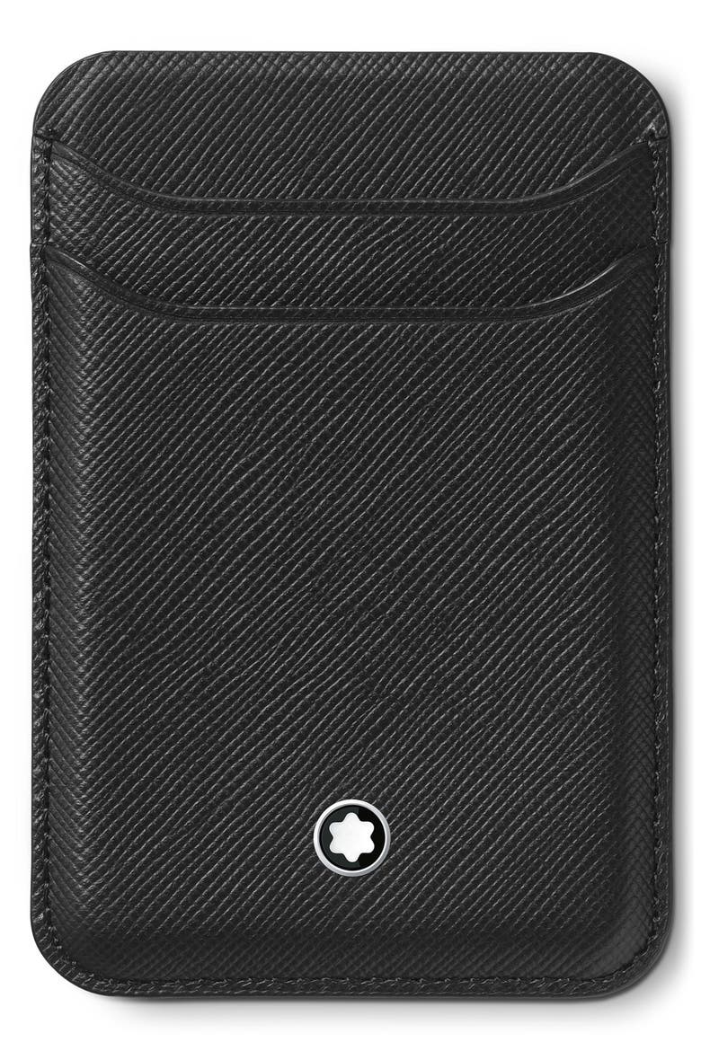 MagSafe® Compatible Sartorial Leather Card Holder, Main, color, BLACK